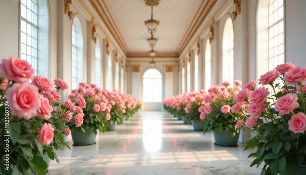 Opulent Palace Interior A Lavish Setting Adorned with Pink Roses for a Luxurious and Elegant Backdrop Opulent Palace Interior A Lavish Setting Adorned with Pink Roses for a Luxurious and Elegant Backdrop