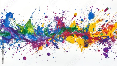 Vibrant splatter art isolated on white background for energetic and bold designs