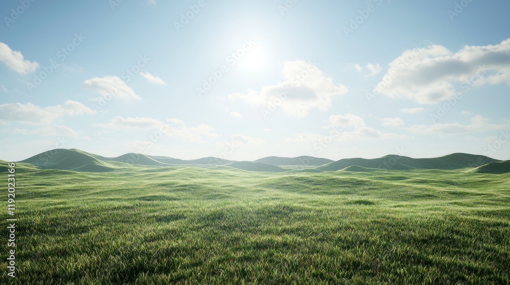 Obraz premium Serene Green Hills Under a Sunny Sky