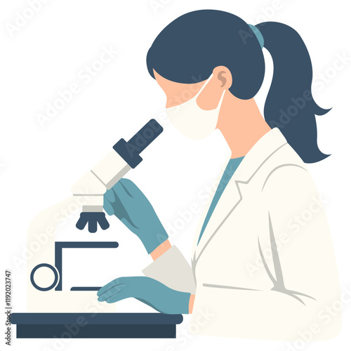 Scientist Using Microscope Illustration.