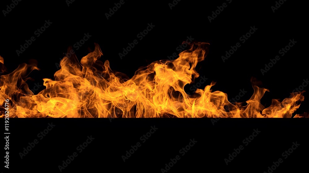 Fire flames on black background Fire flames on black background
