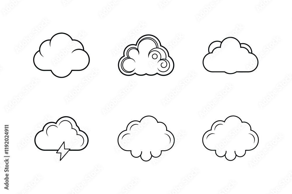 cloud computing concept, cloud icon line art vector illustration cloud computing concept, cloud icon line art vector illustration