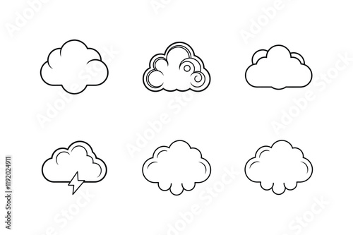 cloud computing concept, cloud icon line art vector illustration