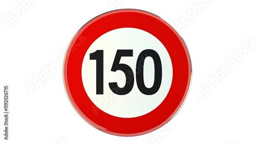 Wallpaper Mural Traffic sign indicating a speed limit of 150 km/h on a white isolated background Torontodigital.ca