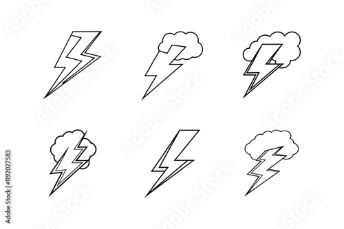 thunder icon line art vector illustration