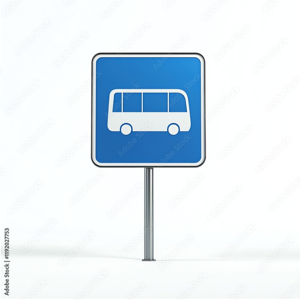 Bus stop sign on a blue background, isolated on white. Bus stop sign on a blue background, isolated on white.