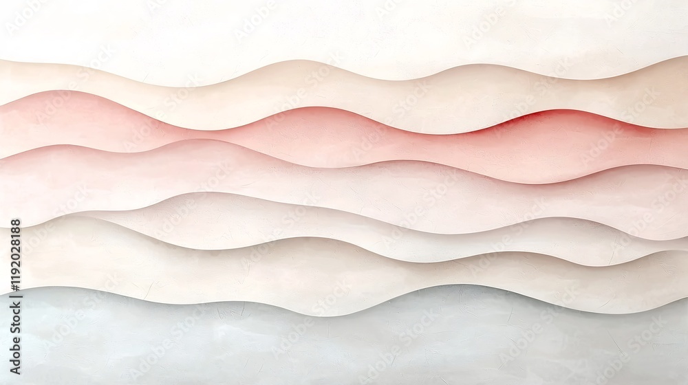 Fototapeta premium Serene minimalist seascape with a pastel gradient background gently shifting from soft pink to soothing beige featuring a subtle textured overlay that lends visual interest and depth