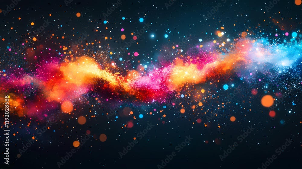 Fototapeta premium Colorful Abstract Cosmic Background with Stars and Dust Particles Creating a Vivid Galaxy Scene for Creative Projects and Designs