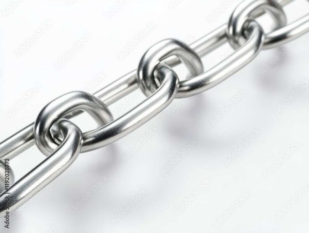Fototapeta premium Close up of chain link fence isolated on white background - ai