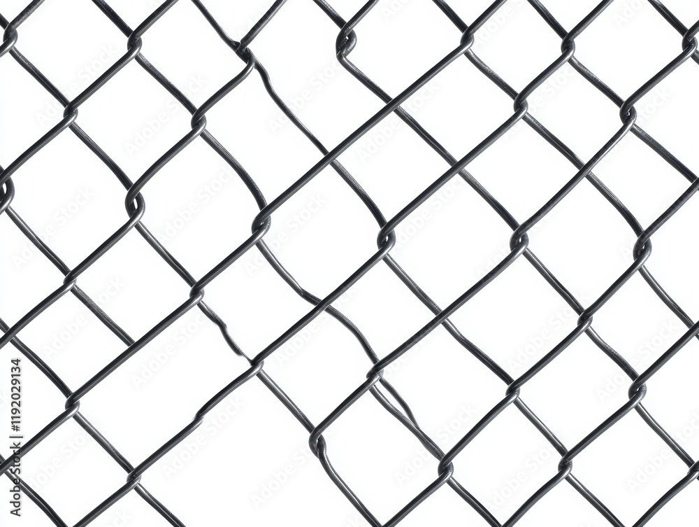 Close up of chain link fence isolated on white background - ai Close up of chain link fence isolated on white background - ai