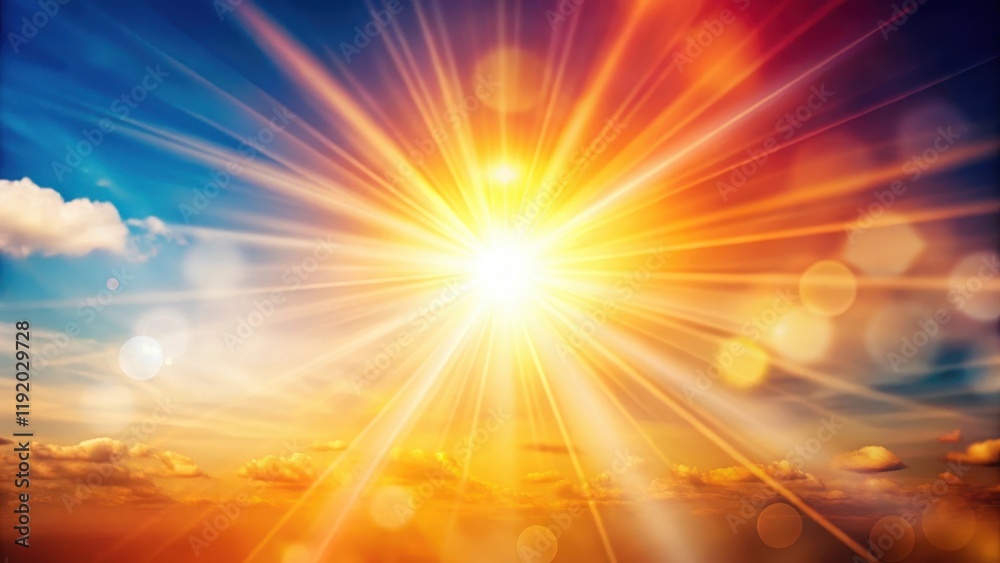 Obraz premium Intense summer sun with vibrant light, lens flare and warm colors, glare, daylight