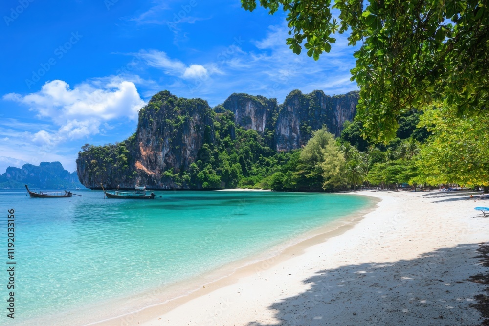 Obraz premium Tropical paradise beach adventure thailand scenic landscape serene environment aerial view coastal relaxation