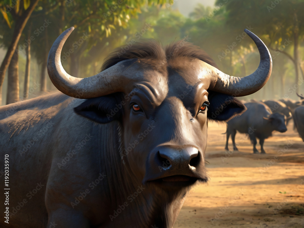 Naklejka premium Siamese buffalo