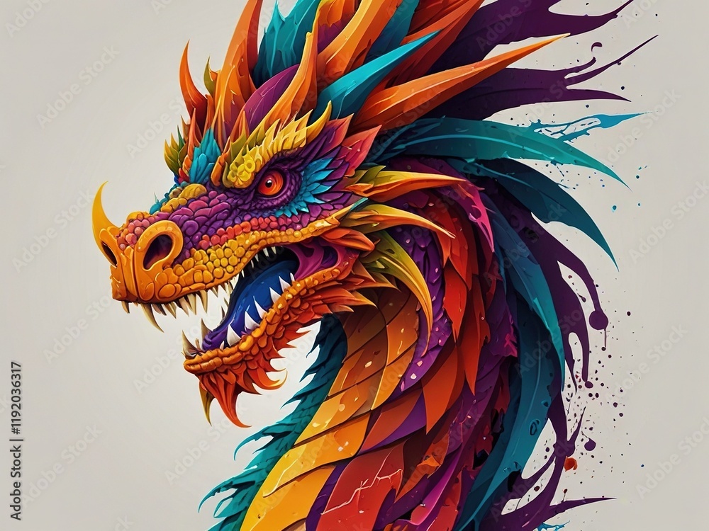 3d dragon head colorful logo illutration 3d dragon head colorful logo illutration