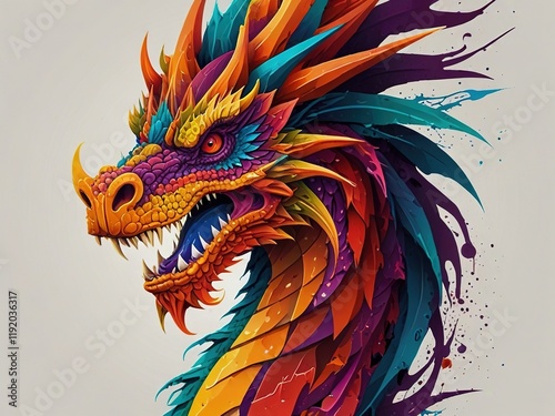 Wallpaper Mural 3d dragon head colorful logo illutration Torontodigital.ca
