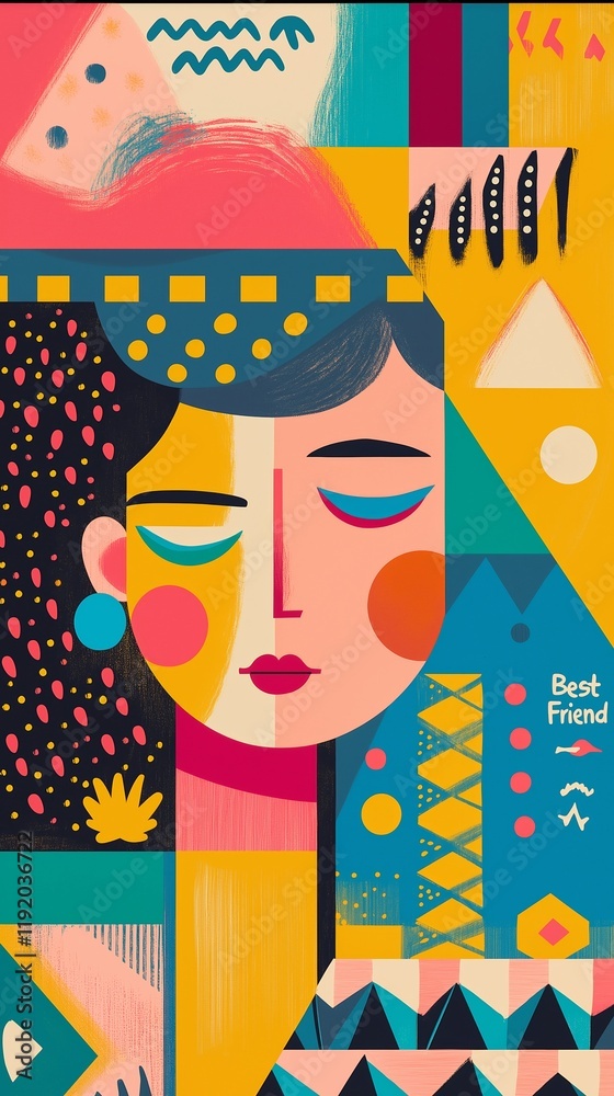 best friend art theme for greeting cards