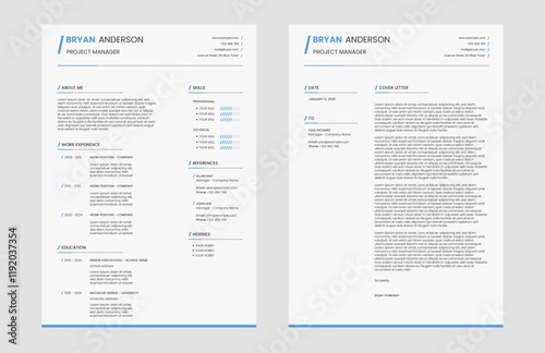 Professional clean resume template for job seeker with cover letter design