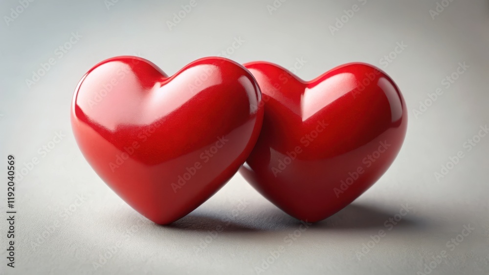 Fototapeta premium Two red hearts joined together in a symbol of love and unity , symbol of unity , affection, symbol of unity , affection