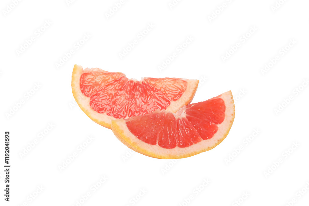 PNG, Two slices of ripe grapefruit, isolated on white background PNG, Two slices of ripe grapefruit, isolated on white background