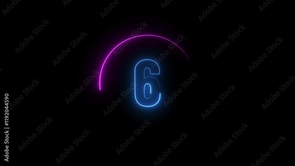 Neon countdown timer 10 seconds from 10 to 0. Digital news timer icon background.