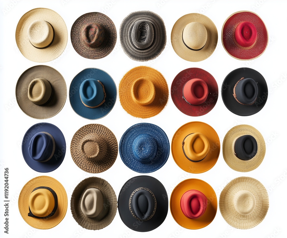 Collection set of hats isolated on a white background Collection set of hats isolated on a white background