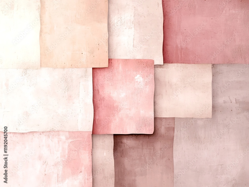 Fototapeta premium Delicate pastel gradient composition seamlessly blending from pale pink to warm beige hues accentuated by a faint textured overlay that radiates a refined modern aesthetic