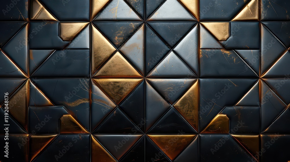 A textured wall featuring geometric patterns in black and gold tones. A textured wall featuring geometric patterns in black and gold tones.