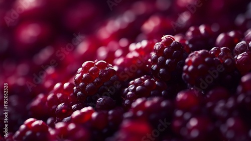 Close-up of glossy blackberries with a blurred bokeh background