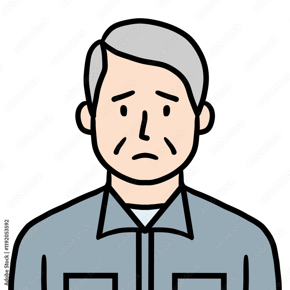 作業着姿のシニア男性（困る）
