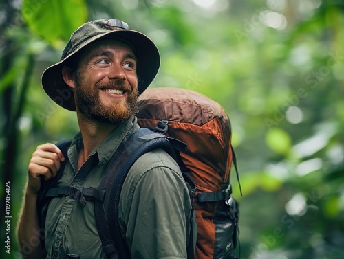 Man with hat and backpack