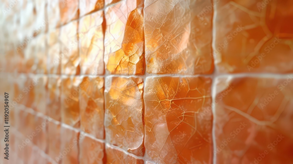 Fototapeta premium A close-up of orange-hued salt tiles with a textured surface.