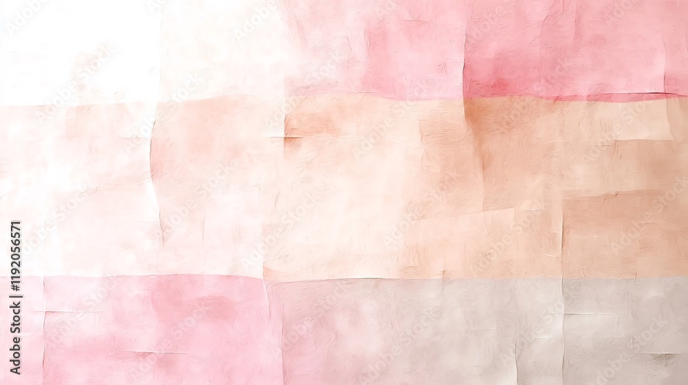 Fototapeta premium Minimalist contemporary background showcasing a soft pastel gradient from pink to beige with textured noise details