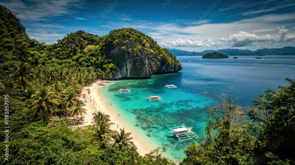 Fototapeta premium Hidden Tropical Paradise: Secluded Beach Cove in El Nido, Palawan, Philippines