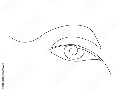 Continuous one line drawing of abstract human eye. Beautirful eye in single line draw illustration. Editable stroke.