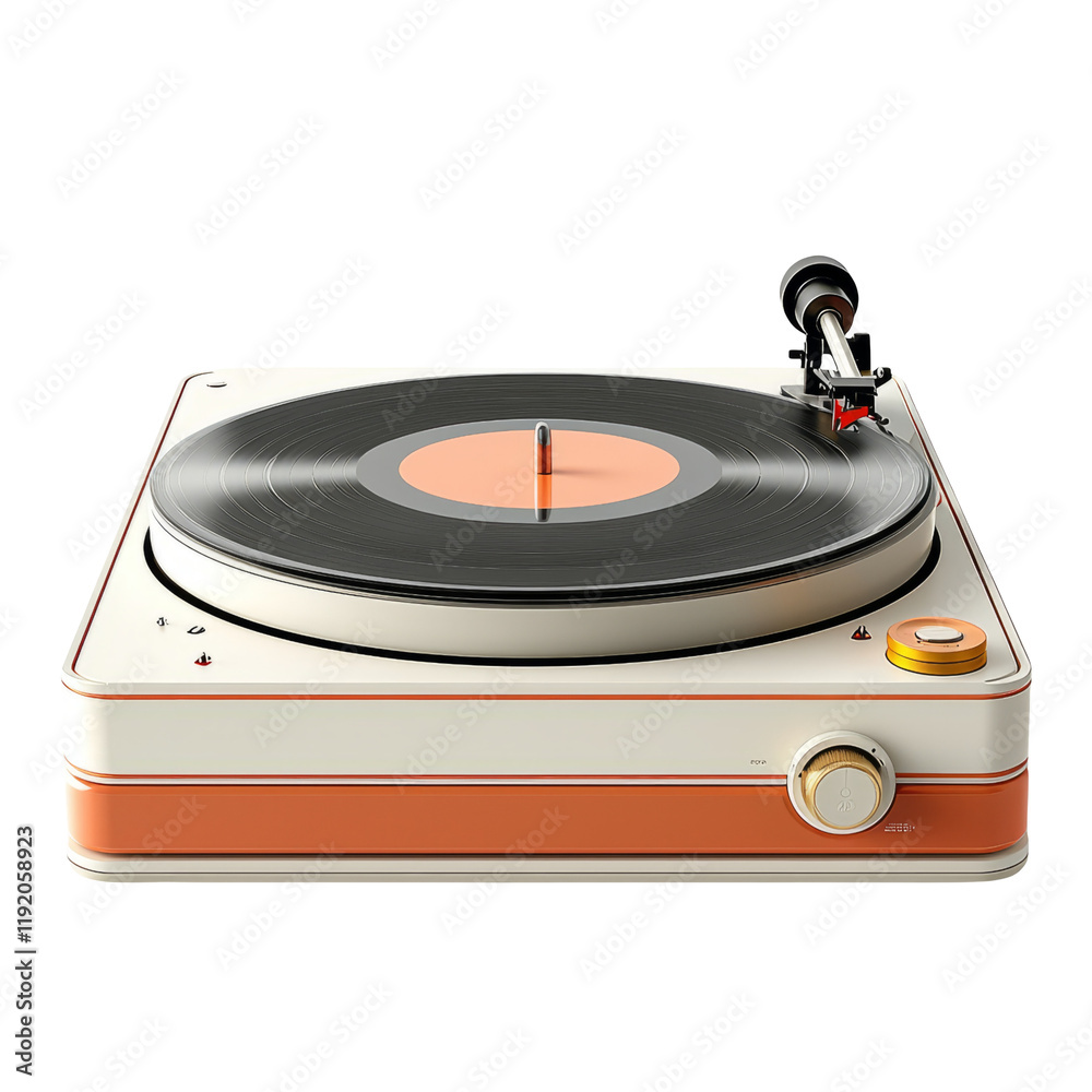 Fototapeta premium Vintage Turntable on Transparent Background for Retro Music and Audio Aesthetics