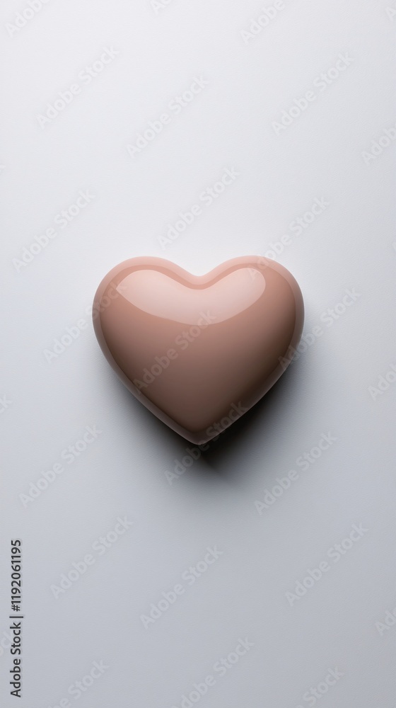 Fototapeta premium Minimalist Valentine's Day concept, a single large pink heart on a white background, clean and simple stock photo style, spacious copy area