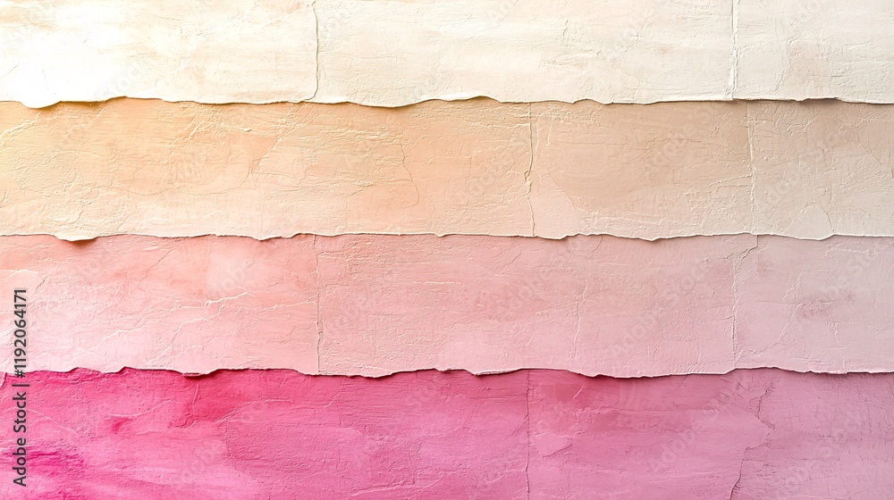 Fototapeta premium Serene pastel gradient canvas cascading from delicate pink to warm beige hues accented by a faint textured noise overlay conveying a refined modern aesthetic