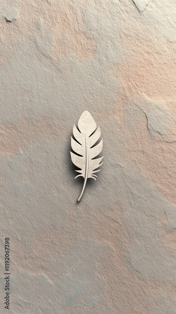 A simple, elegant leaf design is centered on a textured stone background, showcasing a natural aesthetic and minimalist style. A simple, elegant leaf design is centered on a textured stone background, showcasing a natural aesthetic and minimalist style.
