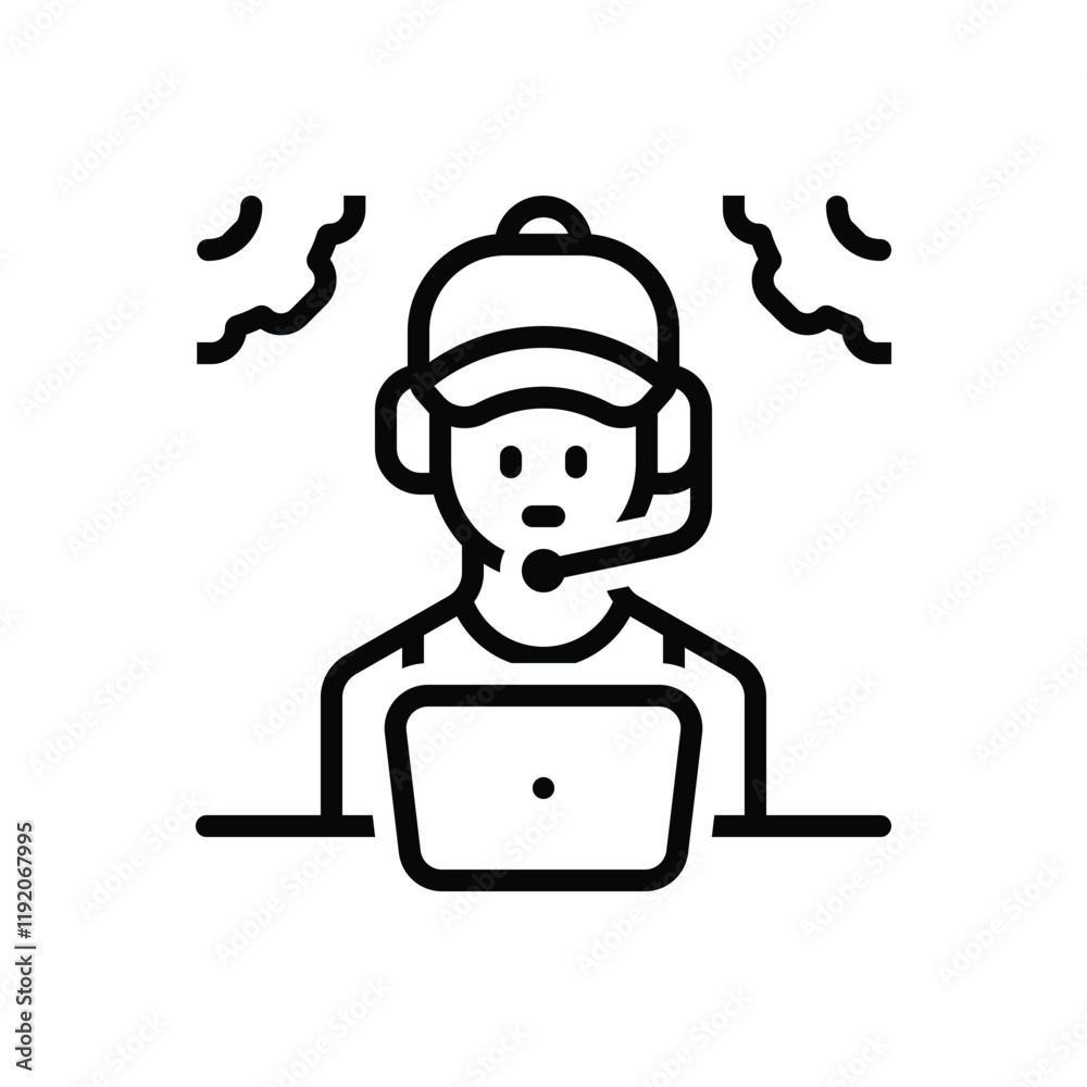 Black line icon for assistance