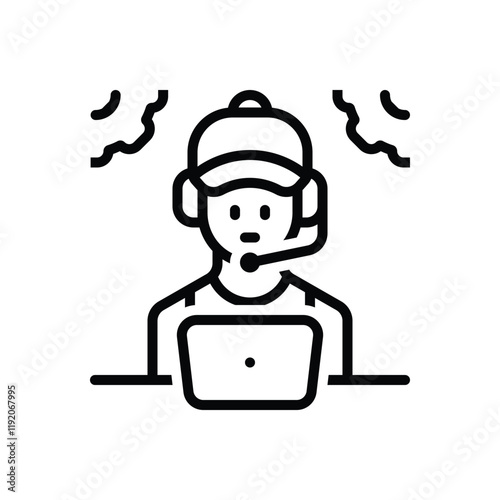 Black line icon for assistance