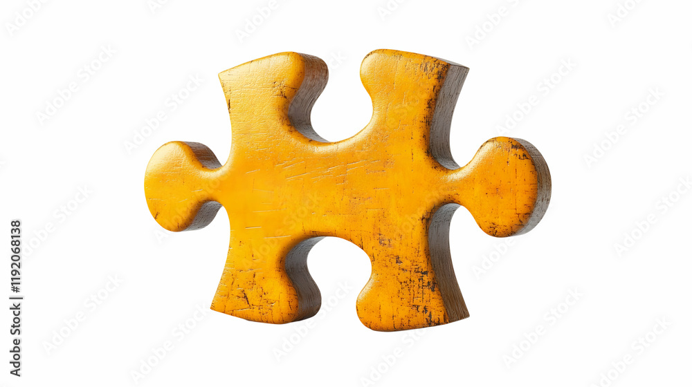 Obraz premium Golden puzzle piece, isolated, white background, solution