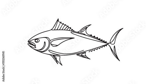 sketch of tuna fish line art
