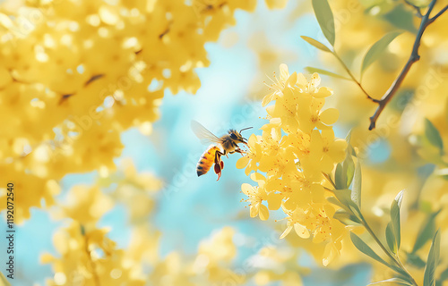 A yellow flower with a bee on it