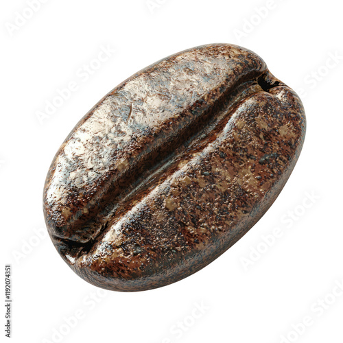 Detailed Close-Up of a Single Coffee Bean on Transparent Background for Food and Beverage Illustrations