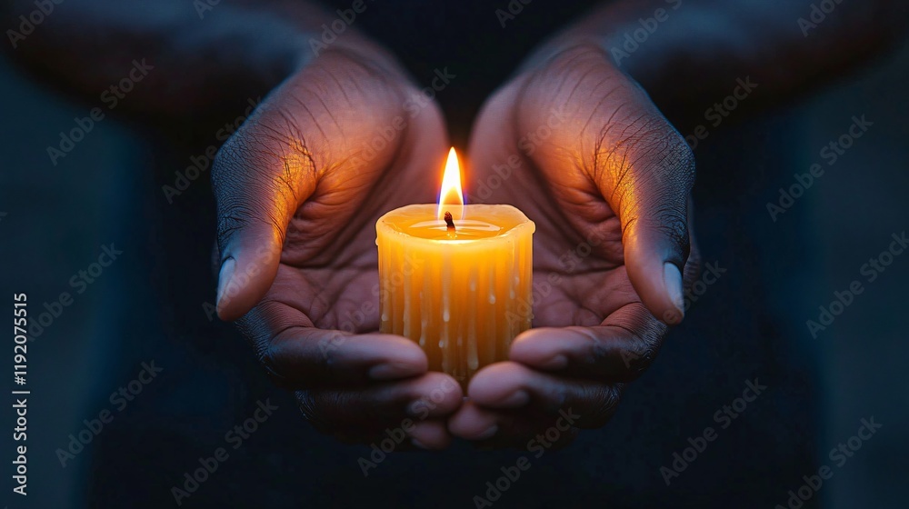 A serene image of an African American man holding a candle, perfect for memorial events, Black History Month, or mindfulness campaigns. A serene image of an African American man holding a candle, perfect for memorial events, Black History Month, or mindfulness campaigns.
