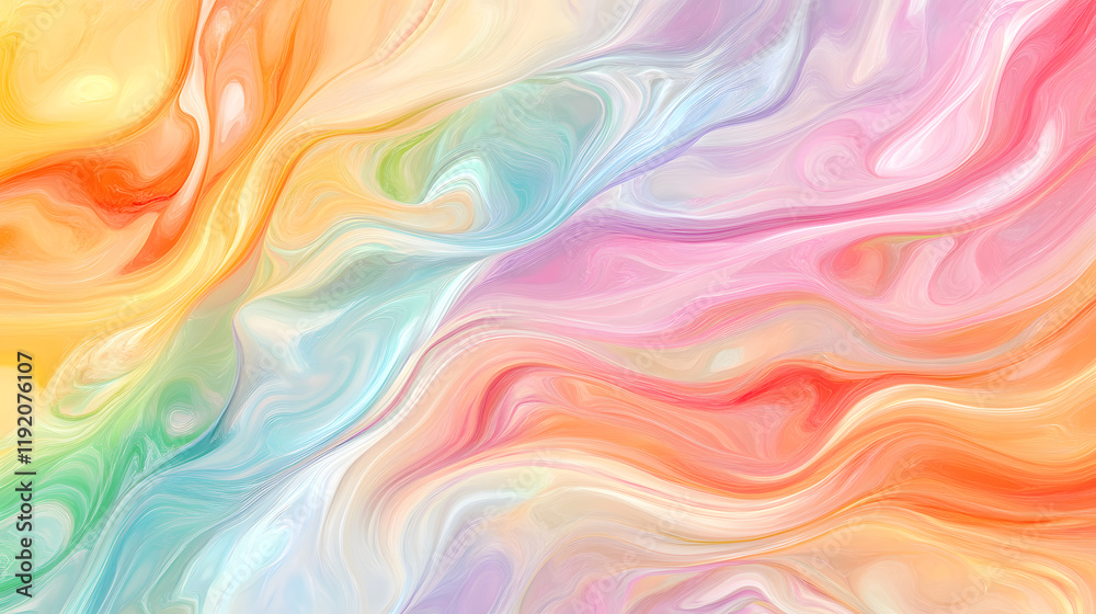 Obraz premium Abstract Pastel Gradient Waves - Soft Fluid Motion Background in Pink, Purple, and Yellow design