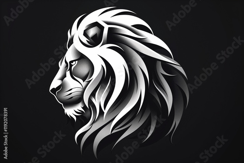 Profile of a Lion Monochrome Vector Illustration photo