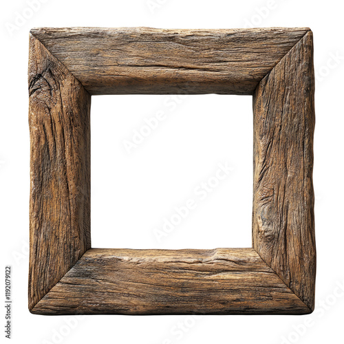 Rustic Wooden Frame Isolated on Transparent Background for Creative Design Use and Art Projects