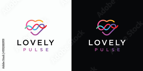 Heart shape and heartbeat wave vector logo design with modern, simple, clean and abstract style. Icons for business, health care, sports and personal branding.