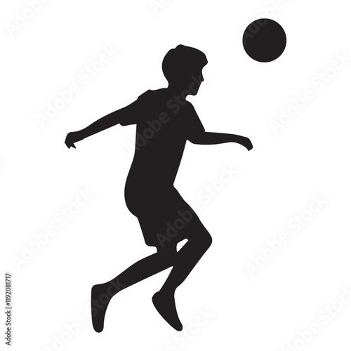 Boy playing a football silhouette vector illustration